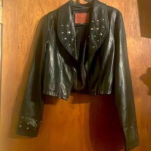 Miss London Faux black Leather Jacket Med